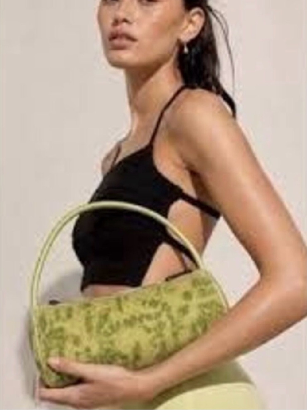 NWT Free People Bailey Beaded Barrel Bag -Green Silver